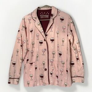 PJ Salvage Wine Glass Pajama Set Women S‎ Pink Lounge Sleepwear Girls Night